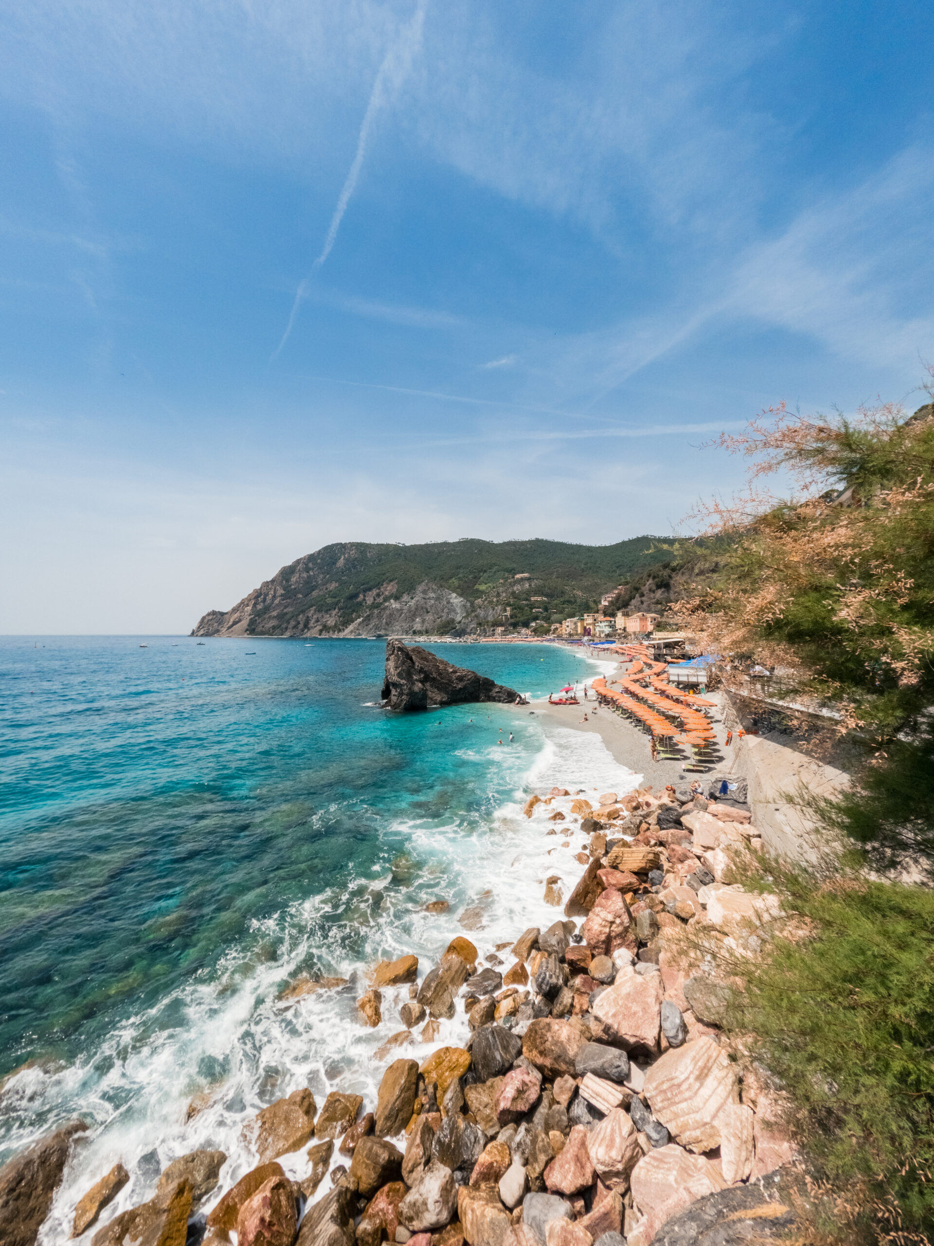 Blue sea of Cinque Terre coast. Monterosso Liguria Italy